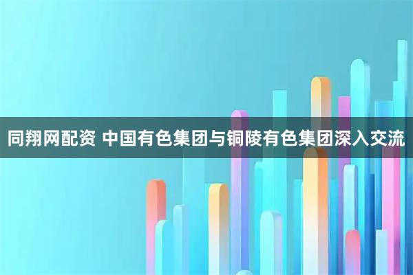 同翔网配资 中国有色集团与铜陵有色集团深入交流