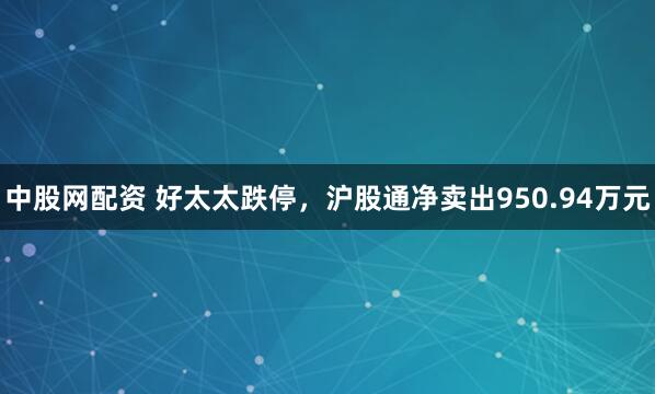 中股网配资 好太太跌停，沪股通净卖出950.94万元